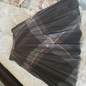 Vintage Wool blend A-line long midi pleated plaid skirt